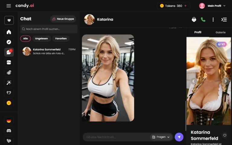 Gym-Selfie im Candy AI Chat
