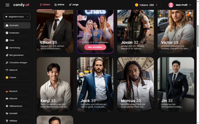Candy AI m&auml;nnliche Charaktere