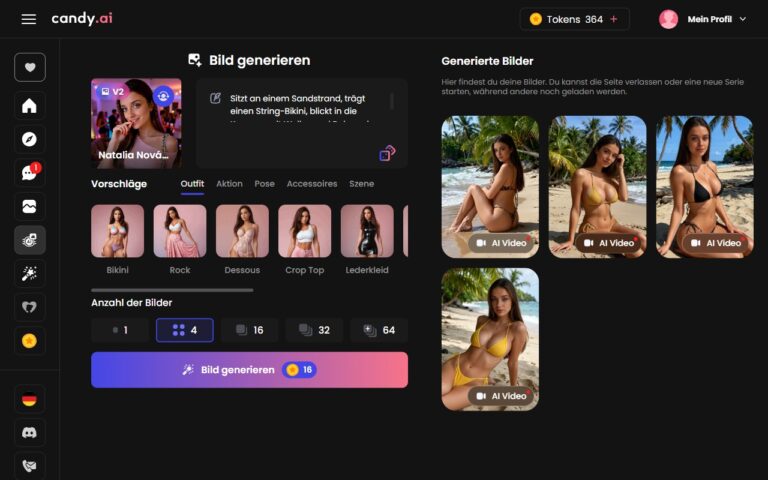 Generierte Bilder im Candy AI Generator
