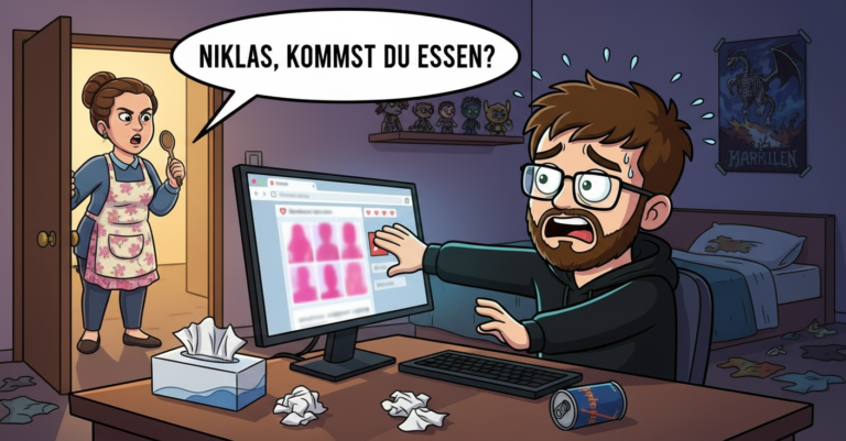 Niklas wird in seinem Zimmer erwischt, w&auml;hrend seine Mutter ihn zum Essen ruft