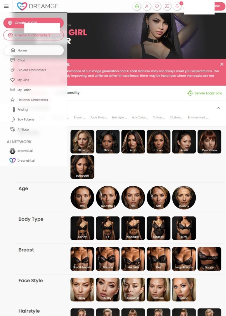 DreamGF Builder Step 1 Appearance