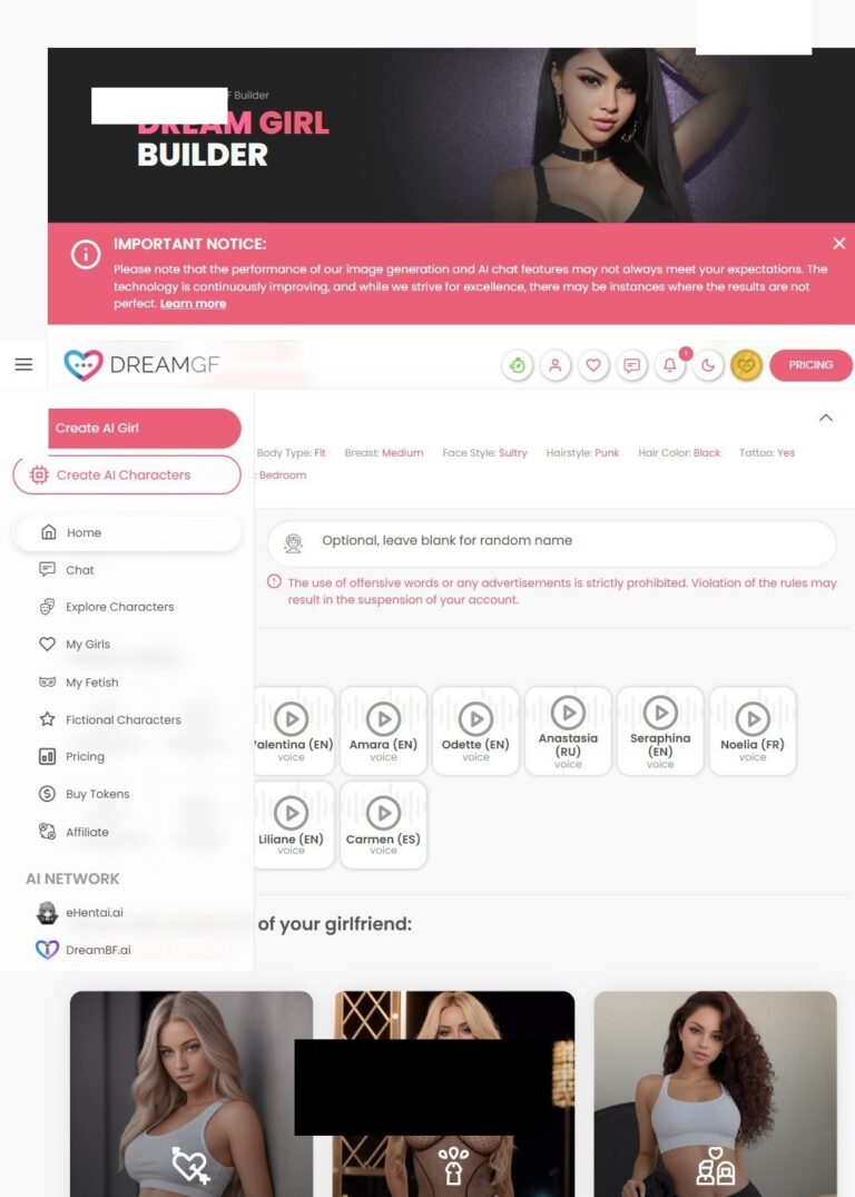 DreamGF Builder Step 2 Personality 16 Personalities 10 Hobbies