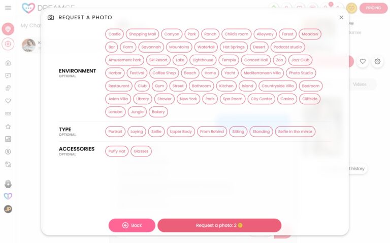 DreamGF Image Generator mit Clothes Environment und Pose