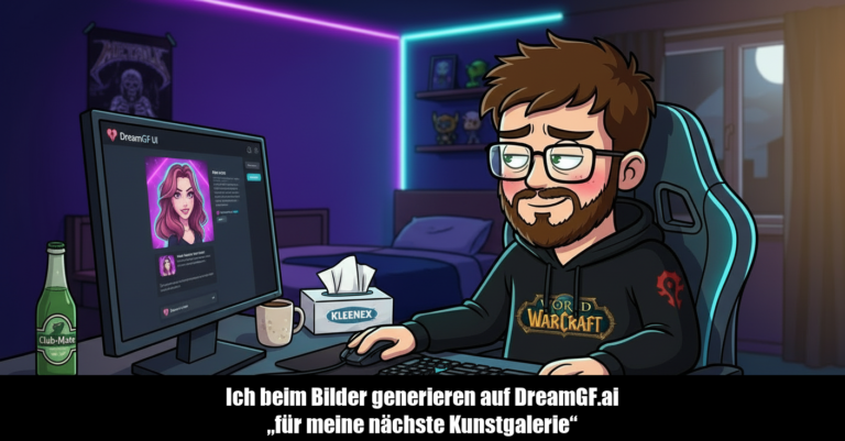 Niklas generiert AI-Bilder auf DreamGF f&uuml;r seine n&auml;chste Kunstgalerie