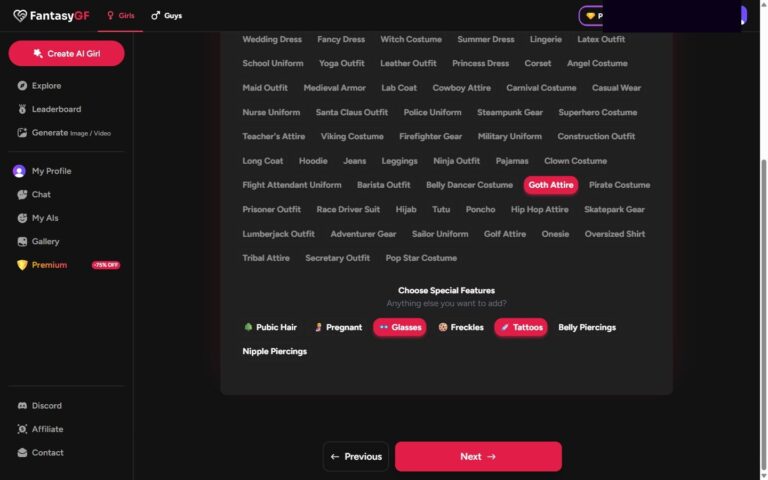 FantasyGF Builder Stufe 8 Clothing Special Features