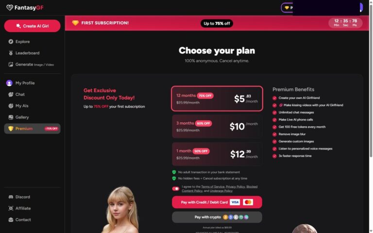 FantasyGF Pricing Plans Monat Quartal Jahr