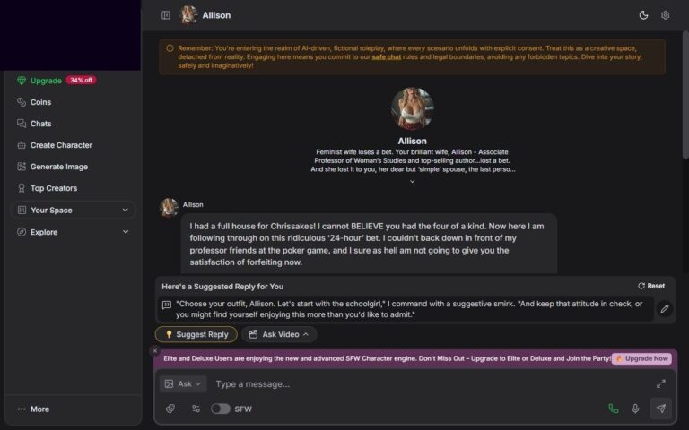 GirlfriendGPT Chat-Interface mit Allison