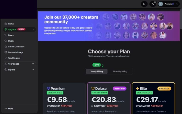 GirlfriendGPT Pricing Plans Premium Deluxe Elite