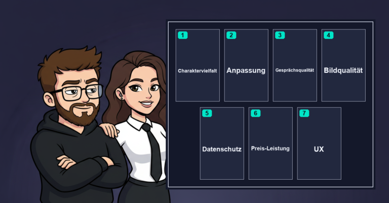 Niklas und Vanessa pr&auml;sentieren das 7-Kategorien-Bewertungssystem des KI-Freundin Kompass