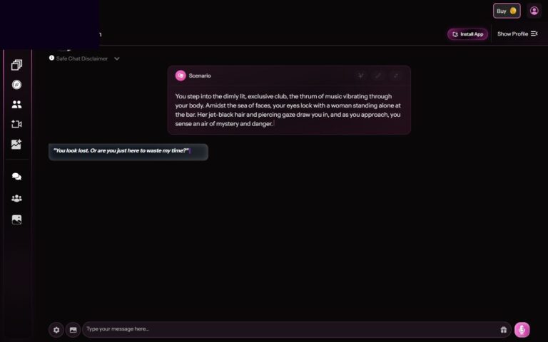 Kupid AI Chat-Start mit Raven Szenario und Opening Message