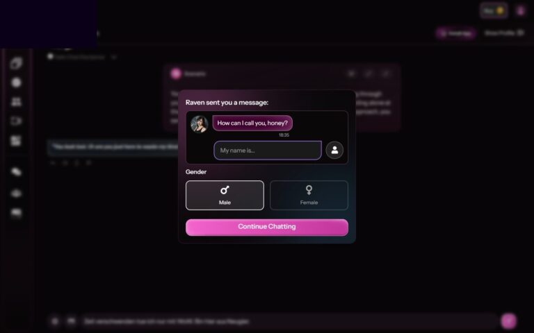 Kupid AI Chat-Onboarding mit Gender und Name