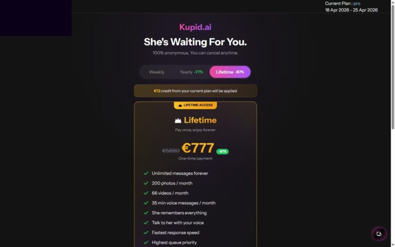 Kupid AI Lifetime Plan 777 Euro
