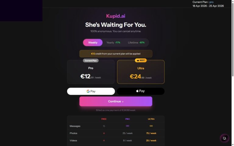 Kupid AI Pricing Weekly Pro Ultra