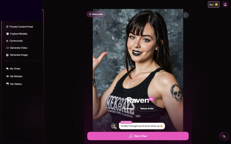 Raven Profilseite auf Kupid AI