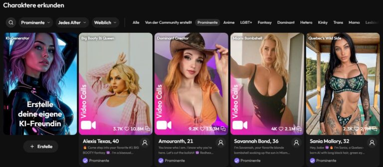 Reiter Prominente auf Joi AI mit Alexis Texas, Amouranth, Savannah Bond und Sania Mallory