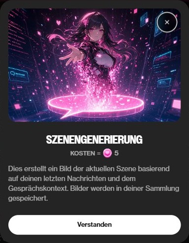 Hinweis von OurDream AI: Szenengenerierung kostet 5 Coins